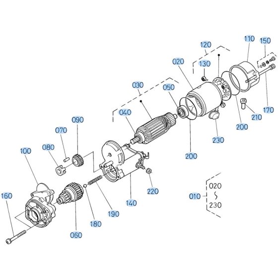 Starter Assembly for Kubota D1503-M-E2B Engine