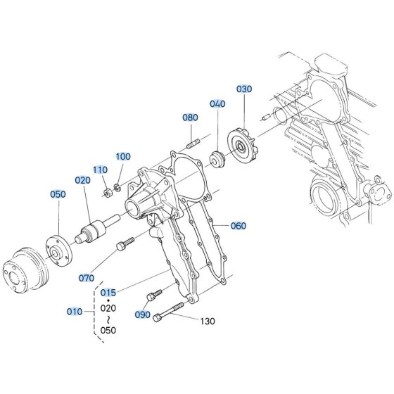Water Pump Assembly for Kubota D1503-M-E2B Engine