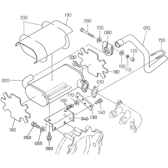 Muffler Assembly for Kubota D1503-M-E2B Engine