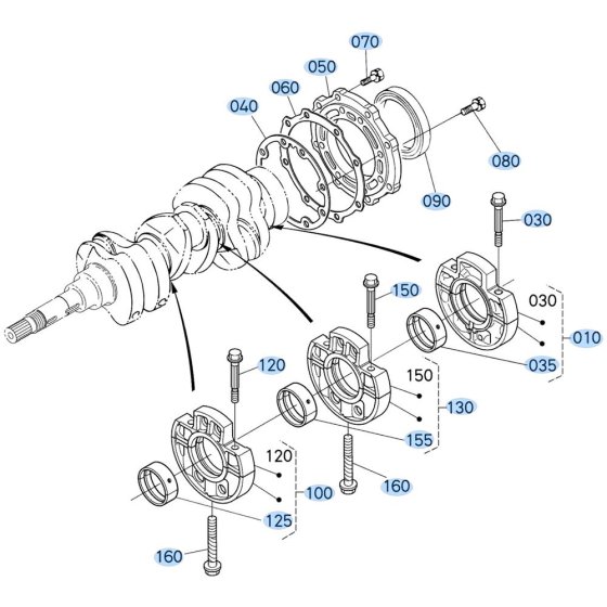 Main Bearing Case Assembly -1 for Kubota D1503-M-E2B Engine