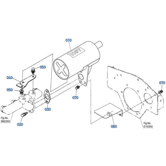 Muffler Assembly for Kubota F3680 Front-Mount Mower