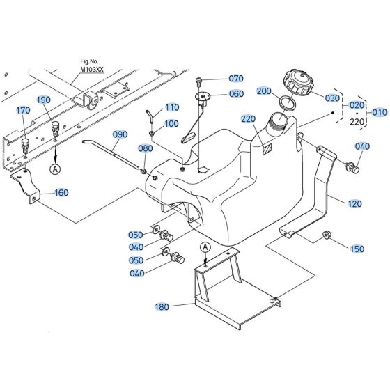 Fuel Tank Assembly for Kubota F3680 Front-Mount Mower