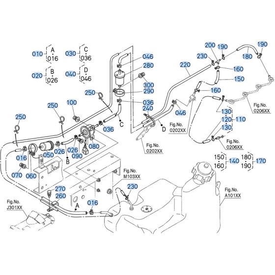 Fuel System Assembly for Kubota F3680 Front-Mount Mower