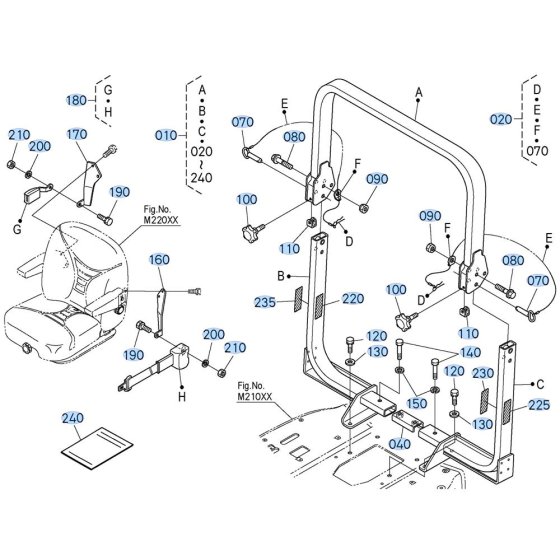 ROPS Assembly for Kubota F3680 Front-Mount Mower