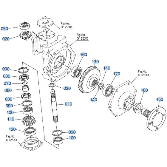 Bevel Gear Shaft Assembly for Kubota F3680 Front-Mount Mower