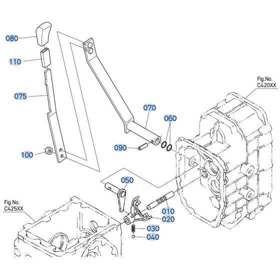 Gear Shift Lever Assembly for Kubota F3680 Front-Mount Mower