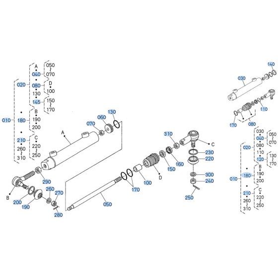 Steering Cylinder Assembly for Kubota F3680 Front-Mount Mower