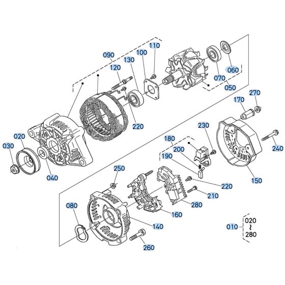 Alternator Assembly for Kubota F3680 Front-Mount Mower