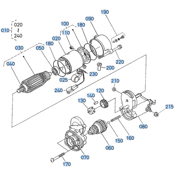 Starter Assembly for Kubota F3680 Front-Mount Mower