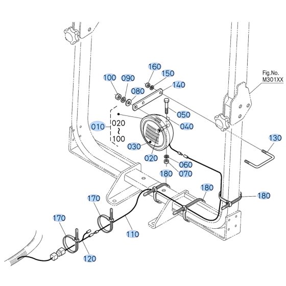 Light Assembly for Kubota F3710 Front-Mount Mower