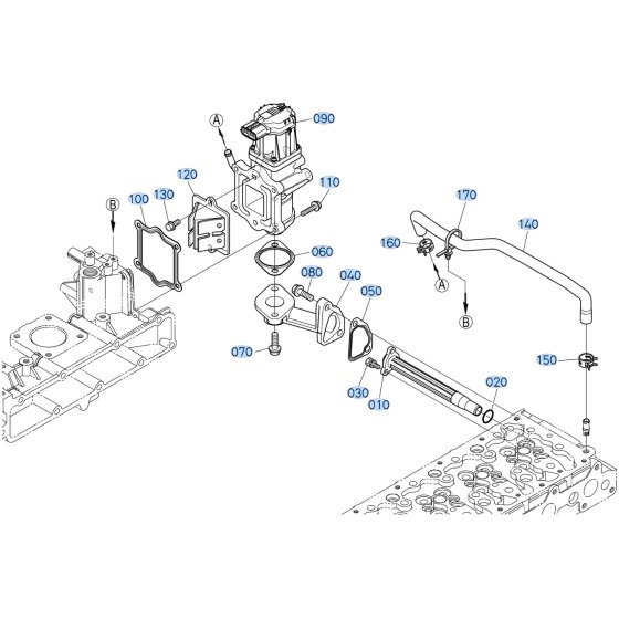 EGR Valve Assembly for Kubota F3710 Front-Mount Mower