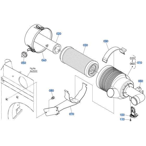 Air Cleaner Assembly for Kubota F3710 Front-Mount Mower