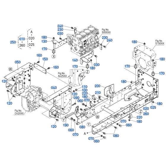 Main Frame Assembly for Kubota F3710 Front-Mount Mower