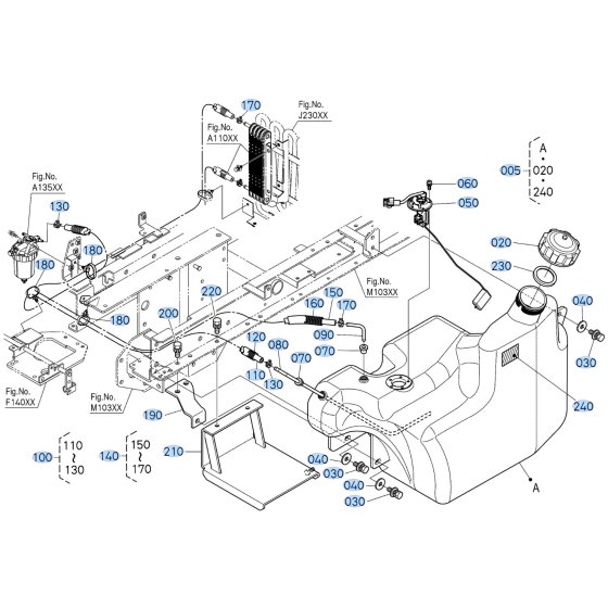 Fuel Tank Assembly for Kubota F3710 Front-Mount Mower