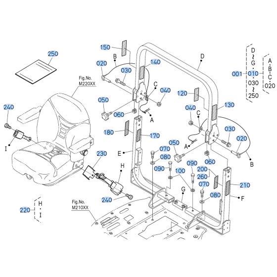 ROPS Assembly for Kubota F3710 Front-Mount Mower