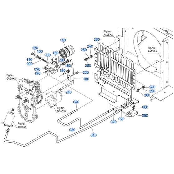 Oil Cooler Assembly for Kubota F3710 Front-Mount Mower