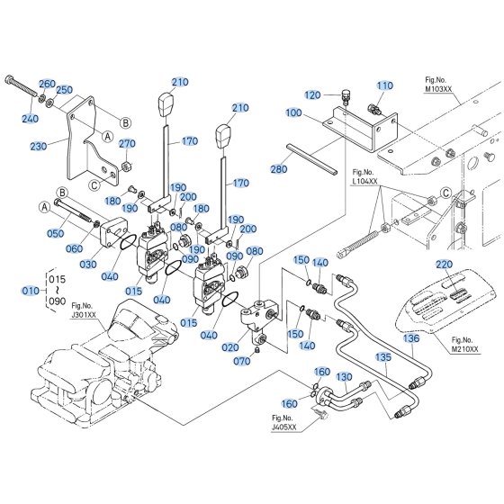 Control Lever Assembly -1 for Kubota F3710 Front-Mount Mower