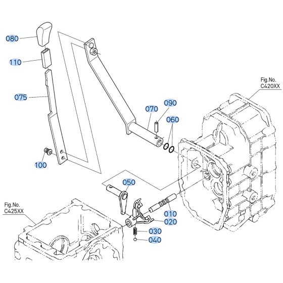 Range Gear Shift Lever Assembly for Kubota F3710 Front-Mount Mower
