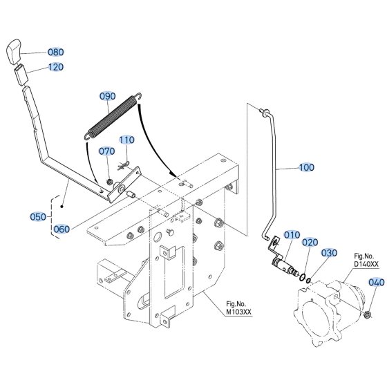 PTO Gear Shift Lever Assembly for Kubota F3710 Front-Mount Mower