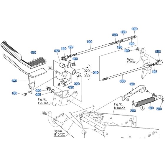 Speed Change Pedal Assembly for Kubota F3710 Front-Mount Mower