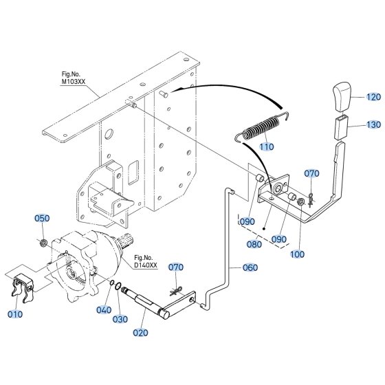 Clutch Lock Lever Assembly for Kubota F3710 Front-Mount Mower