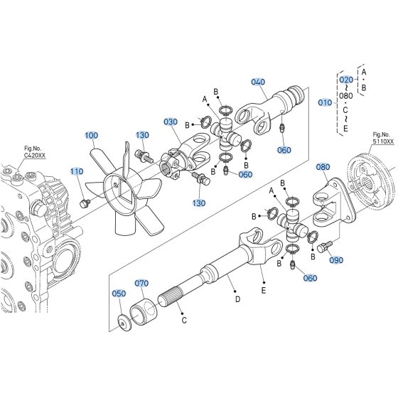 Universal Joint Assembly for Kubota F3710 Front-Mount Mower