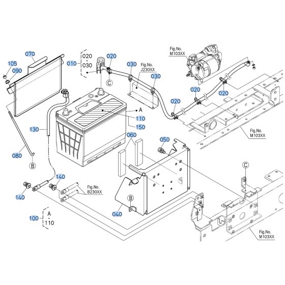 Battery Assembly for Kubota F3710 Front-Mount Mower