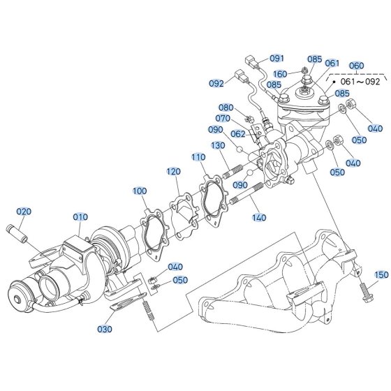 Turbocharger Assembly for Kubota F3990 Front-Mount Mower