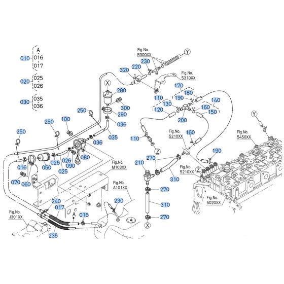 Fuel System Assembly for Kubota F3990 Front-Mount Mower