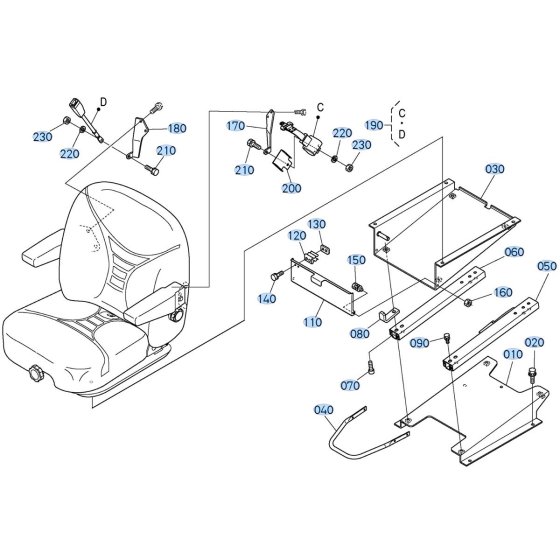 Seat Assembly for Kubota F3990 Front-Mount Mower