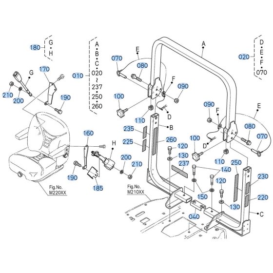 ROPS Assembly for Kubota F3990 Front-Mount Mower