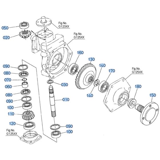 Differential Gear Shaft Assembly for Kubota F3990 Front-Mount Mower