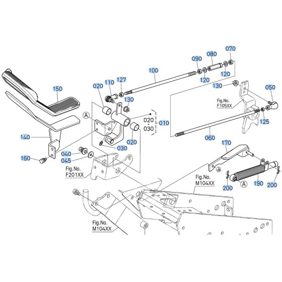 Speed Change Pedal Assembly for Kubota F3990 Front-Mount Mower