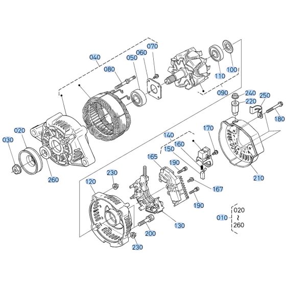 Alternator Assembly for Kubota F3990 Front-Mount Mower