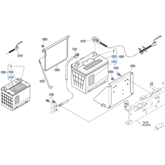 Battery Assembly for Kubota F3990 Front-Mount Mower