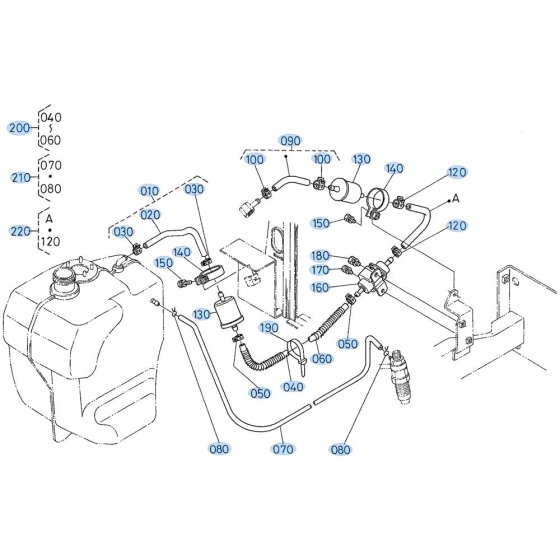Fuel System Assembly for Kubota GF1800 Front-Mount Mower