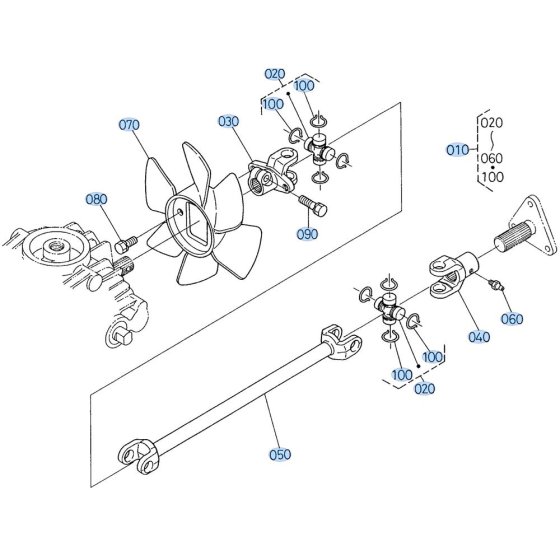 Universal Joint Assembly for Kubota GF1800 Front-Mount Mower