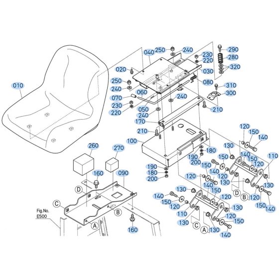 Seat Assembly for Kubota GR2000 Lawn Tractor