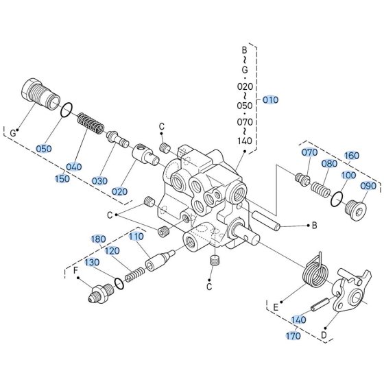 Control Valve Assembly for Kubota GR2000 Lawn Tractor