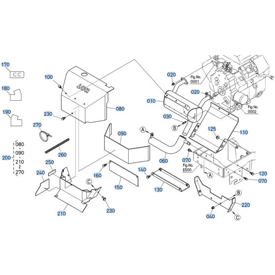 Muffler Assembly for Kubota GR2000 Lawn Tractor