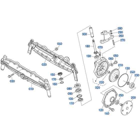 Front Axle (LH) Assembly for Kubota GR2000 Lawn Tractor