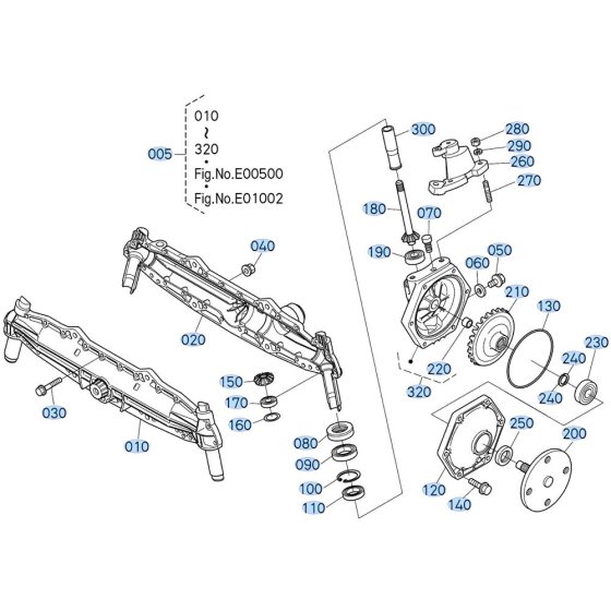Front Axle (Left) Assembly for Kubota GR2010 Lawn Tractor