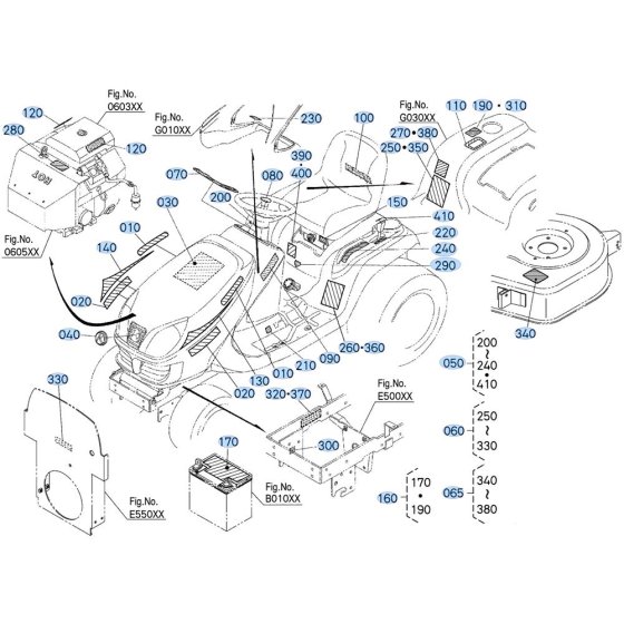 Decals for Kubota GR2020 Lawn Tractor