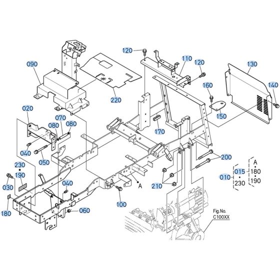 Main Frame Assembly for Kubota GR2020 Lawn Tractor