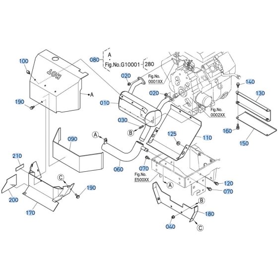 Muffler Assembly for Kubota GR2020 Lawn Tractor