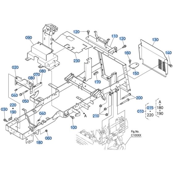 Main Frame Assembly for Kubota GR2120 Lawn Tractor