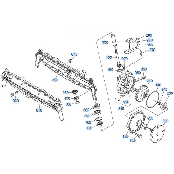Front Axle (Left) Assembly for Kubota GR2120-II Lawn Tractor