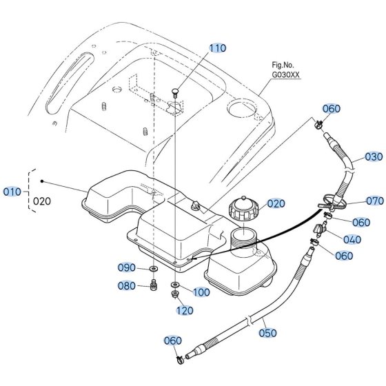 Fuel Tank Assembly for Kubota T2380 Lawn Tractor