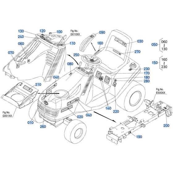 Decals for Kubota T2380 Lawn Tractor