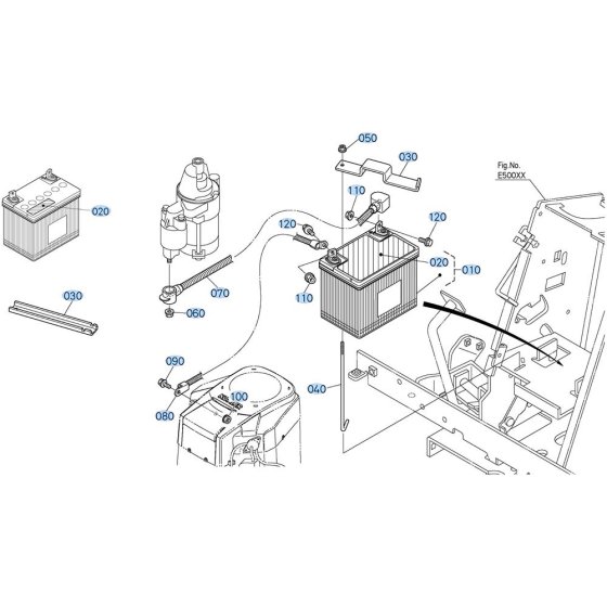 Battery Assembly for Kubota T2380 Lawn Tractor